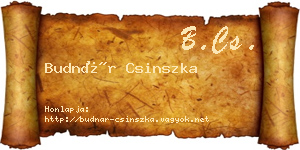 Budnár Csinszka névjegykártya